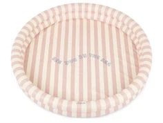 Rosa og råhvidt stribet badebassin fra Liewood med teksten see you by the sea i bunden LW19952 stripe sorbet rose